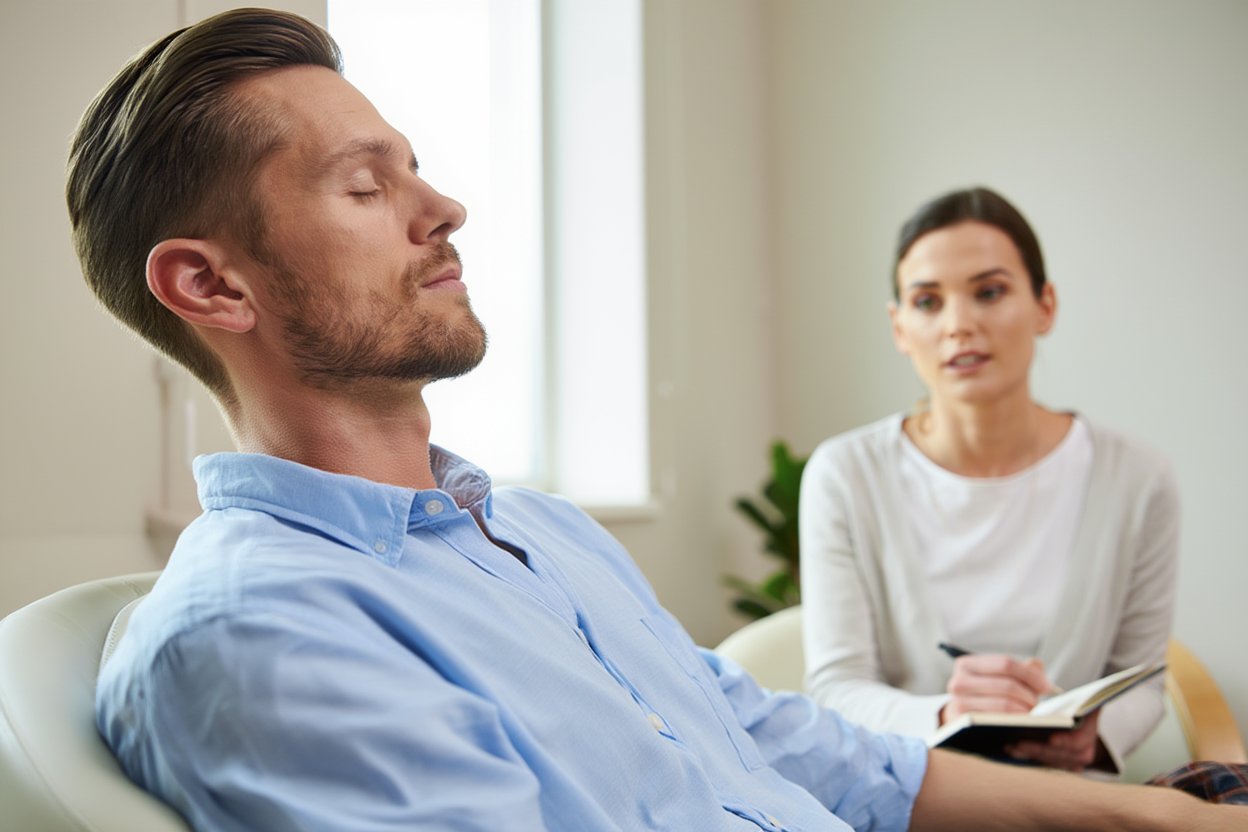 Мужчина в состоянии гипноза